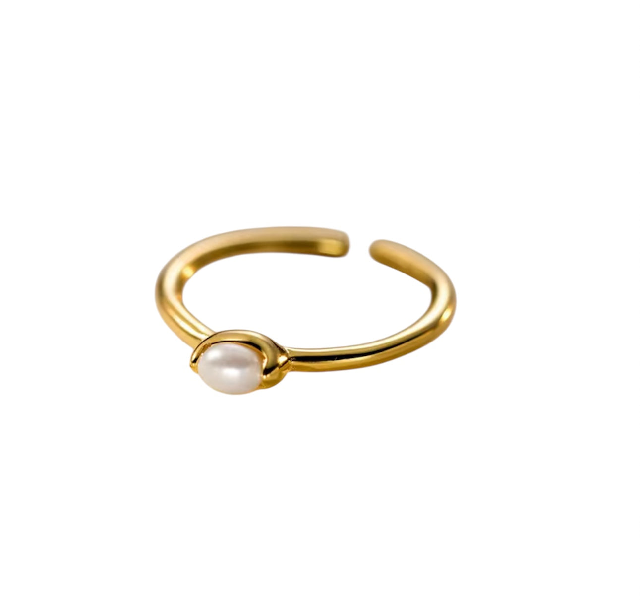 Anillo perla plata con baño de oro