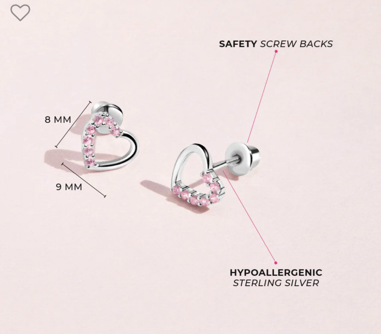 S925 heart pink