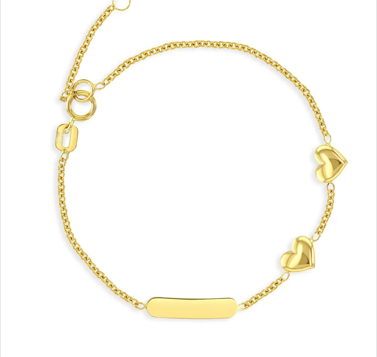 14k pulsera con grabado de corazones