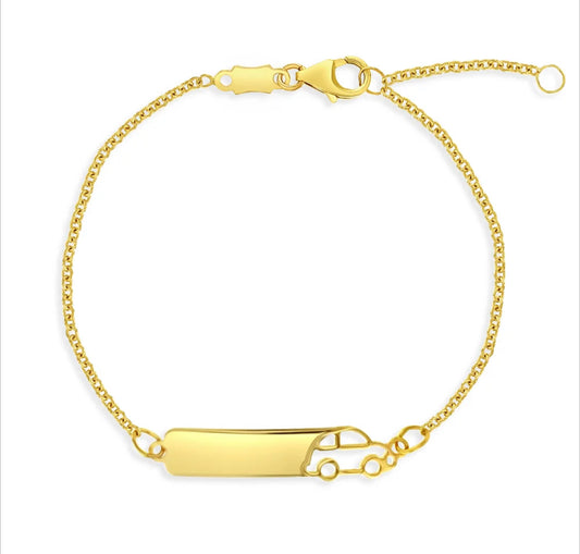 14k con grabado pulsera de carro